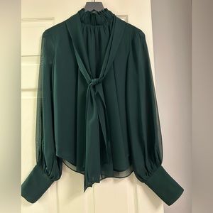 Frame; hunter green silk blouse